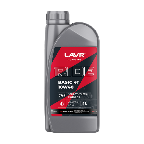 LAVR MOTO RIDE BASIC 4T 10W-40 SL (1L) присадка смазочная моторная, 1 л