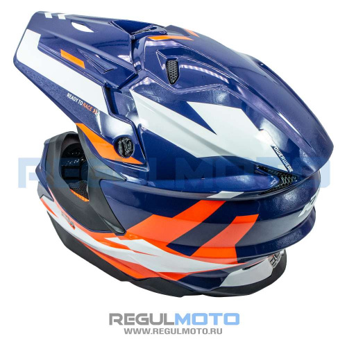 Шлем KIOSHI 803 кроссовый KTM (Синий/ оранжевый, L)