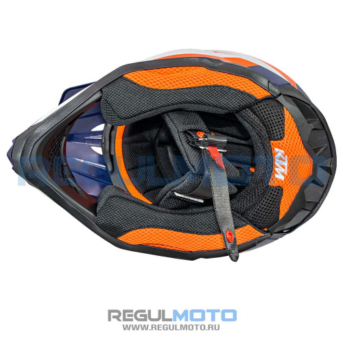 Шлем KIOSHI 803 кроссовый KTM (Синий/ оранжевый, L)