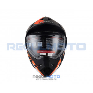 Шлем KIOSHI Fighter 802 мотард с очками (Черный/ белый /оранжевый, XL)